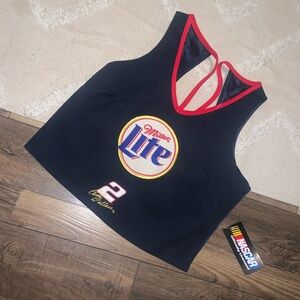 Miller lite nascar Kenny Wallace tank corset blouse Nwt sports athletic beer y2k